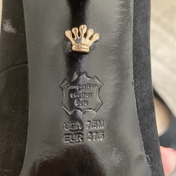 Nina New York Pumps Open Toe Heels Studded Jeweled Black Suede - Picture 3 of 14